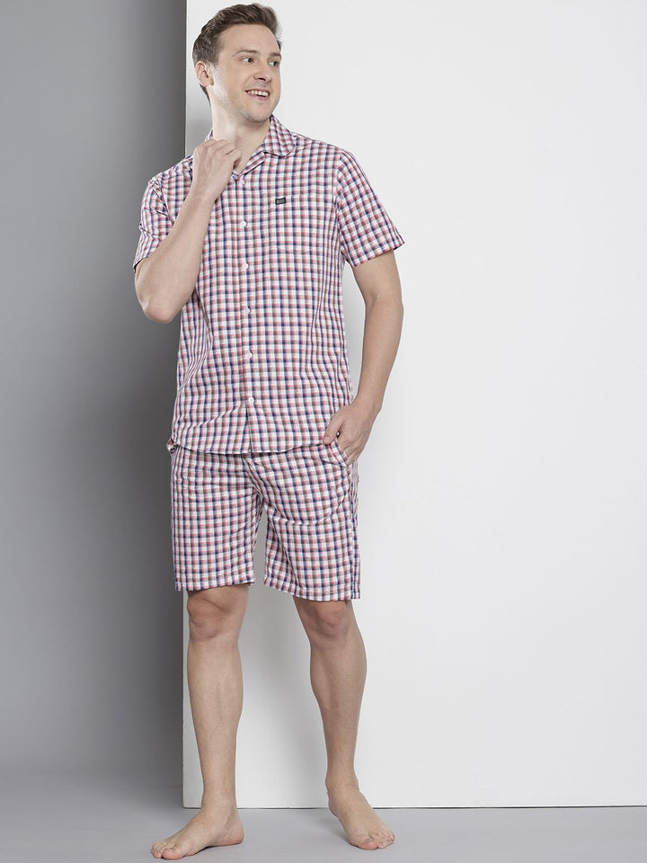 The Indian Garage Co Men Pure Cotton Checked Night suit