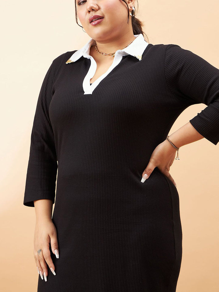 SASSAFRAS Curve Plus Size Sheath Midi Dress