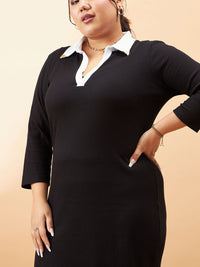 SASSAFRAS Curve Plus Size Sheath Midi Dress