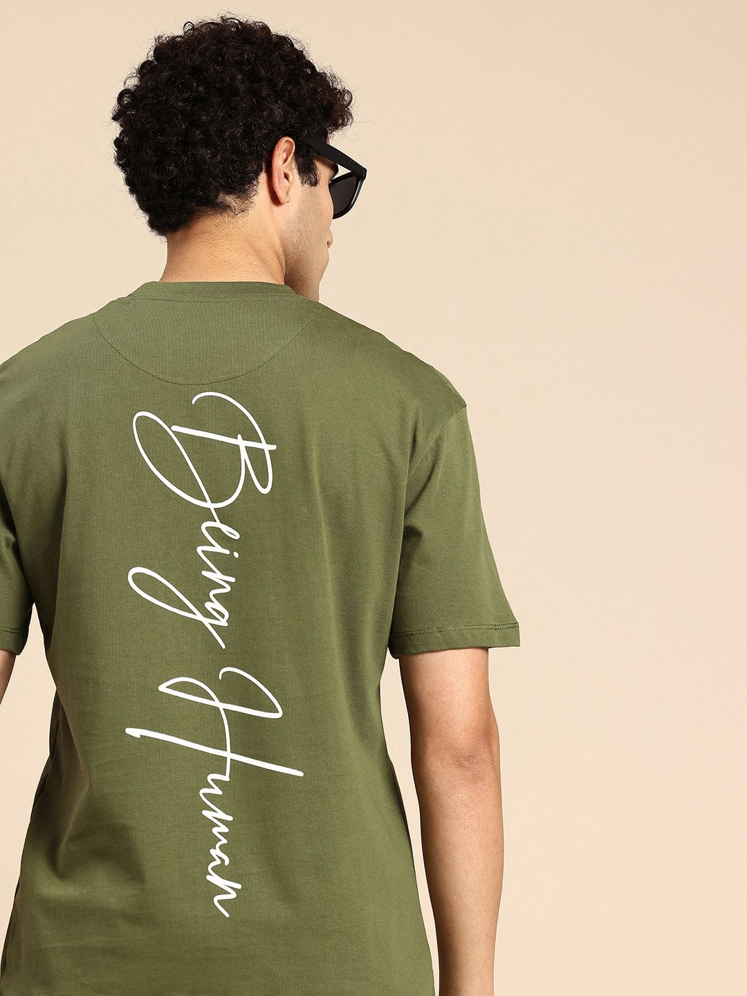 Being Human Brand Logo Printed Drop-Shoulder Sleeves Pure Cotton Easy Fit T-shirt
