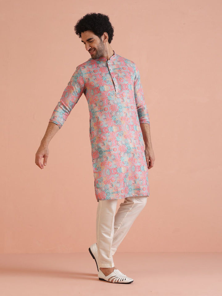 KISAH Floral Printed Straight Kurta with Trousers
