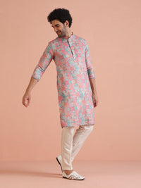 KISAH Floral Printed Straight Kurta with Trousers
