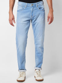 SPYKAR Men Slim Fit Low-Rise Heavy Fade Clean Look Stretchable Jeans