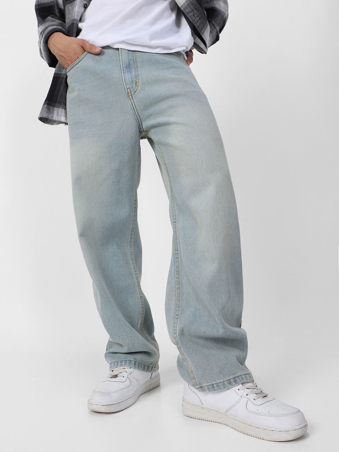 Urbano Fashion Men Loose Relaxed Fit Heavy Fade Jeans