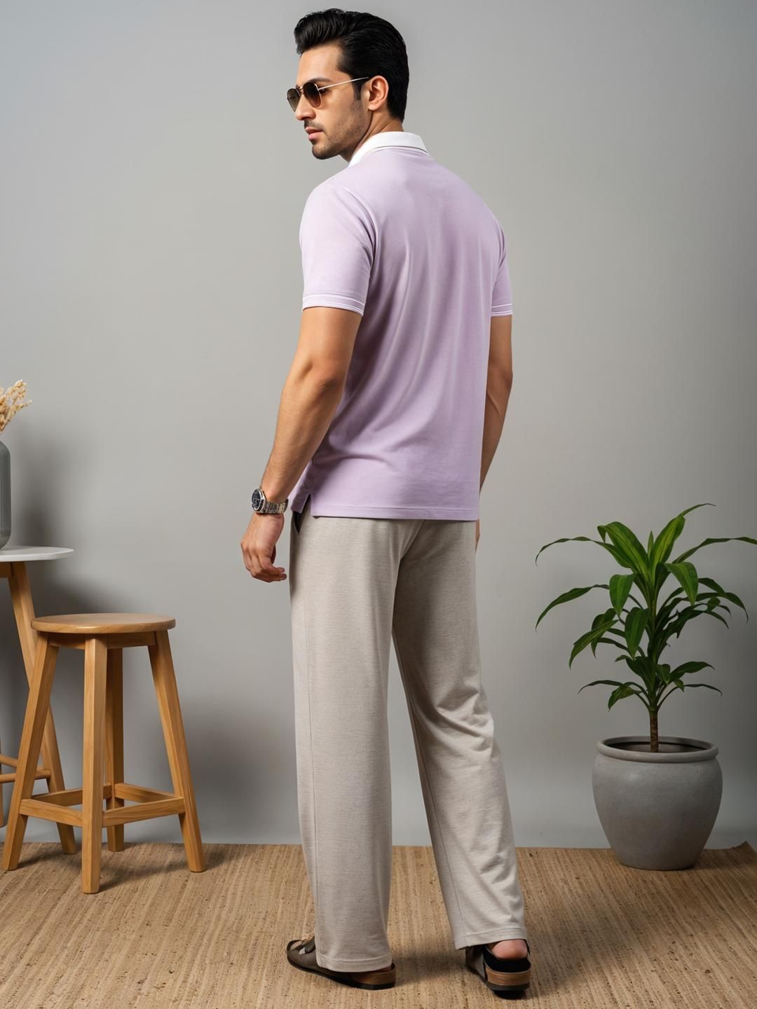 ADRO Men Lavender Cotton Tshirts