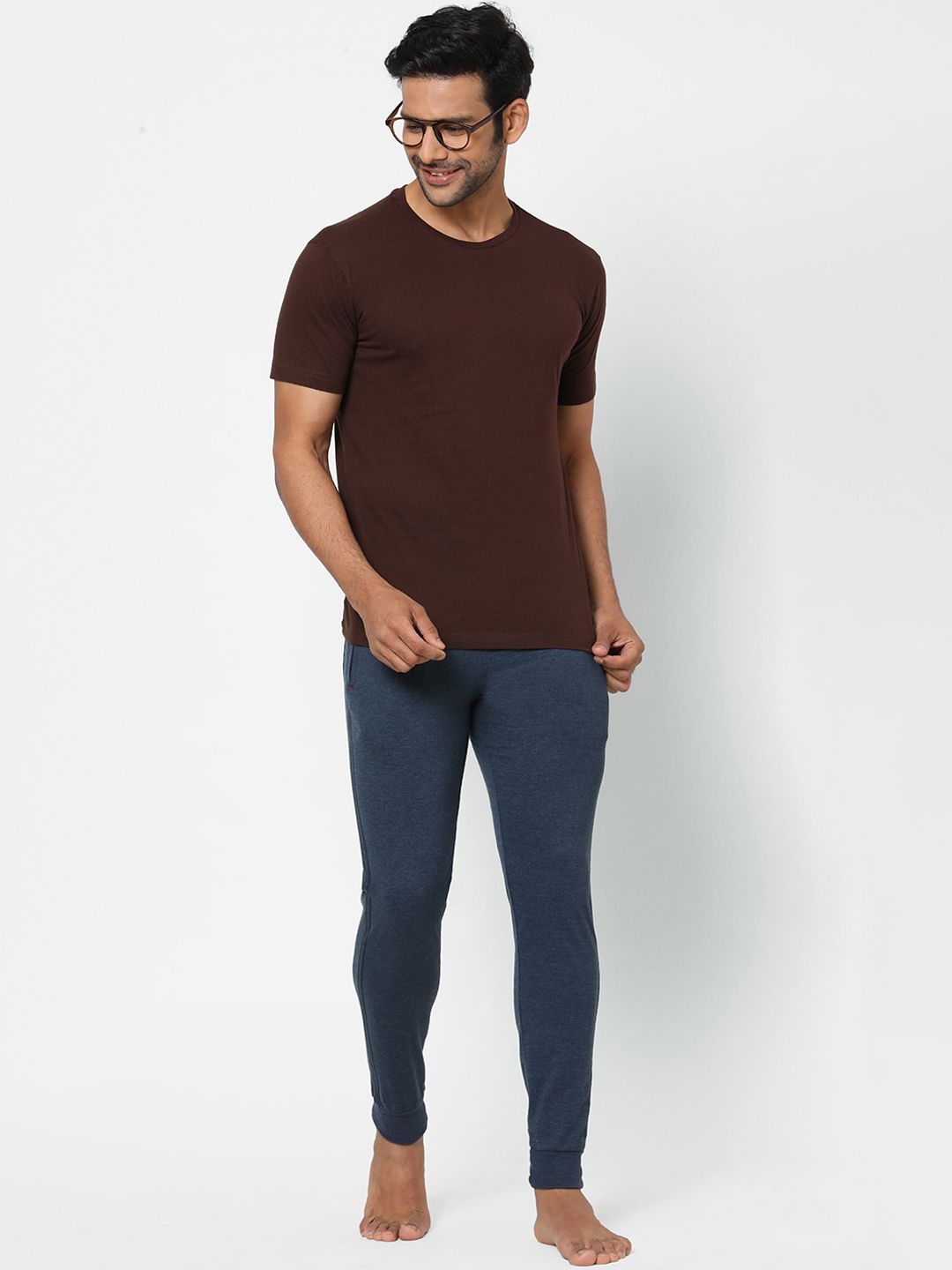 Sweet Dreams Men Navy Blue Mid Rise Cotton Lounge Joggers