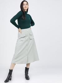 Tokyo Talkies Wanita Sweater Pepejal Hijau