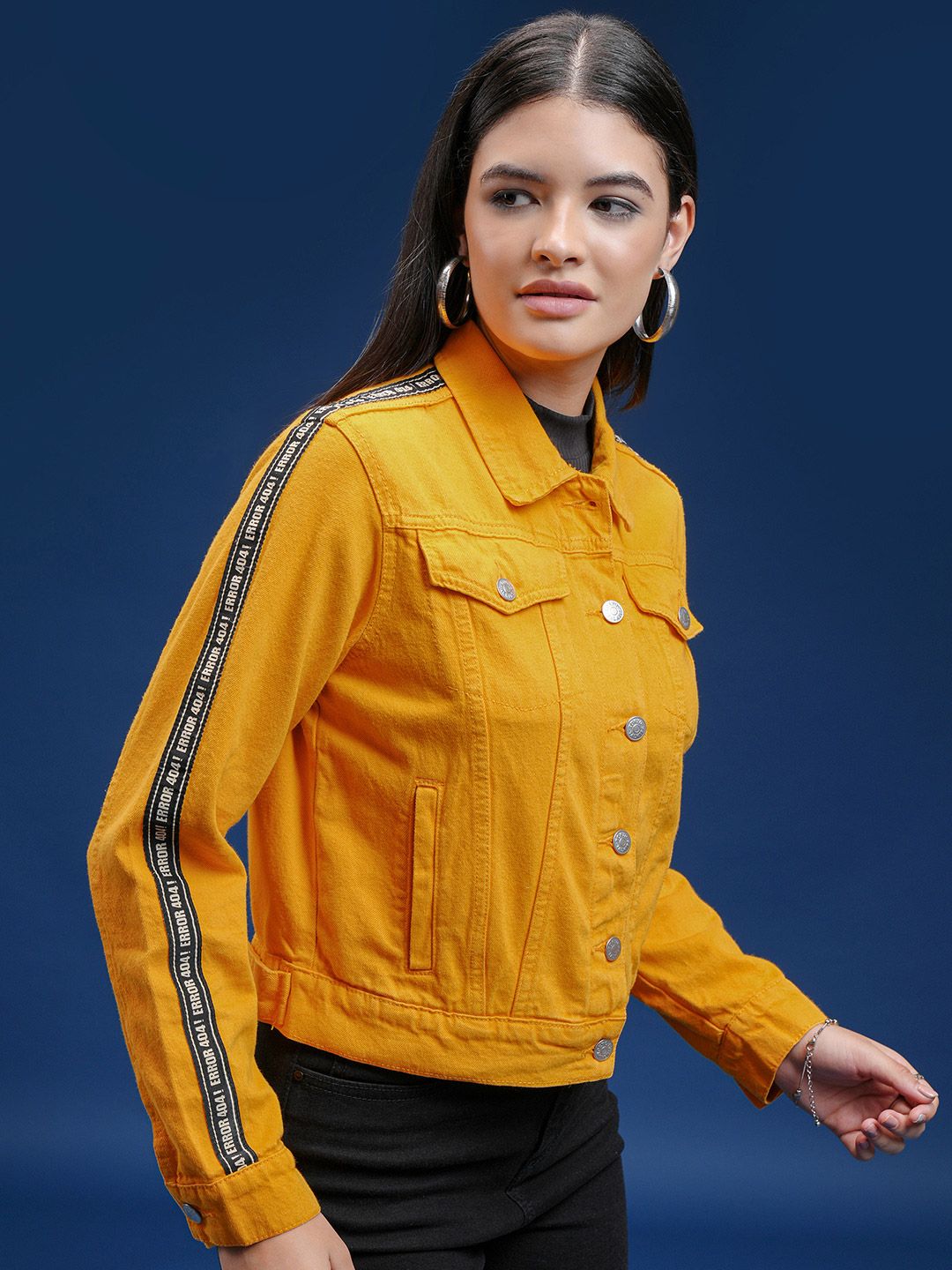 Tokyo Talkies Women Yellow Solid Denim Jacket