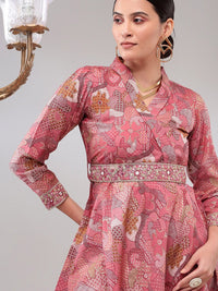 Bani Women Abstract Printed Shawl Neck Tunic With Straight Trousers