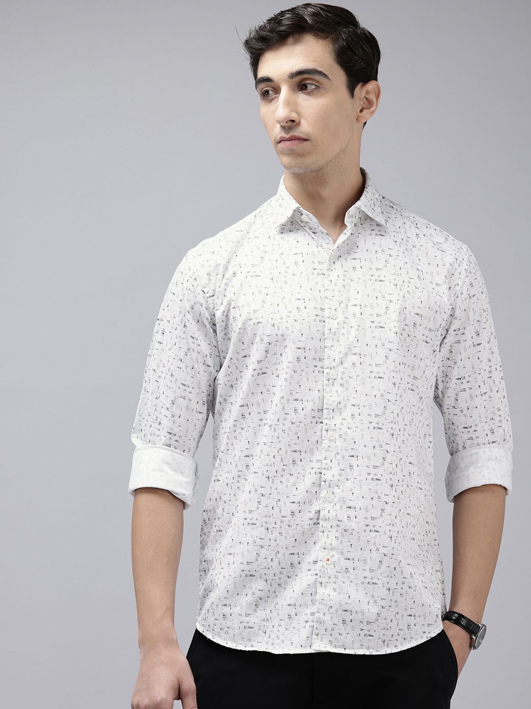 Park Avenue Pure Cotton Slim Fit Abstract Printed Casual Shirt