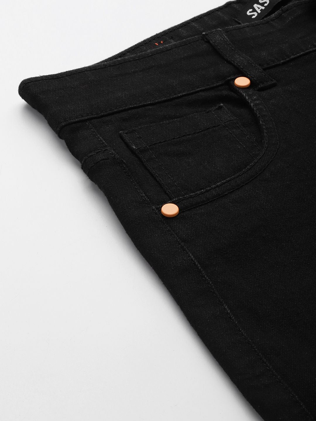 SASSAFRAS Women Black Comfort Straight Fit High-Rise Side Slit Stretchable Jeans