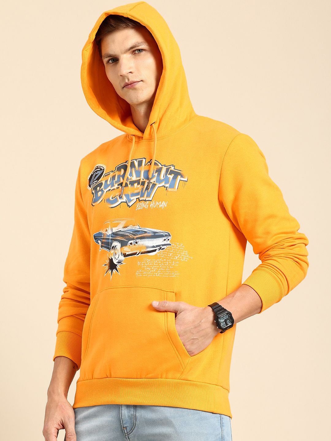 Being Human Brand Logo Printed Hooded Sweatshirt