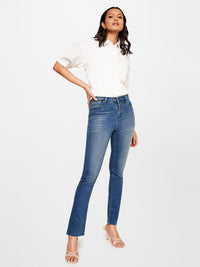 AND Women Straight Fit Light Fade Printed Stretchable Jeans