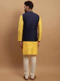 SOJANYA Kurta Biasa Sulam Geometrik Dengan Jaket Churidar & Nehru
