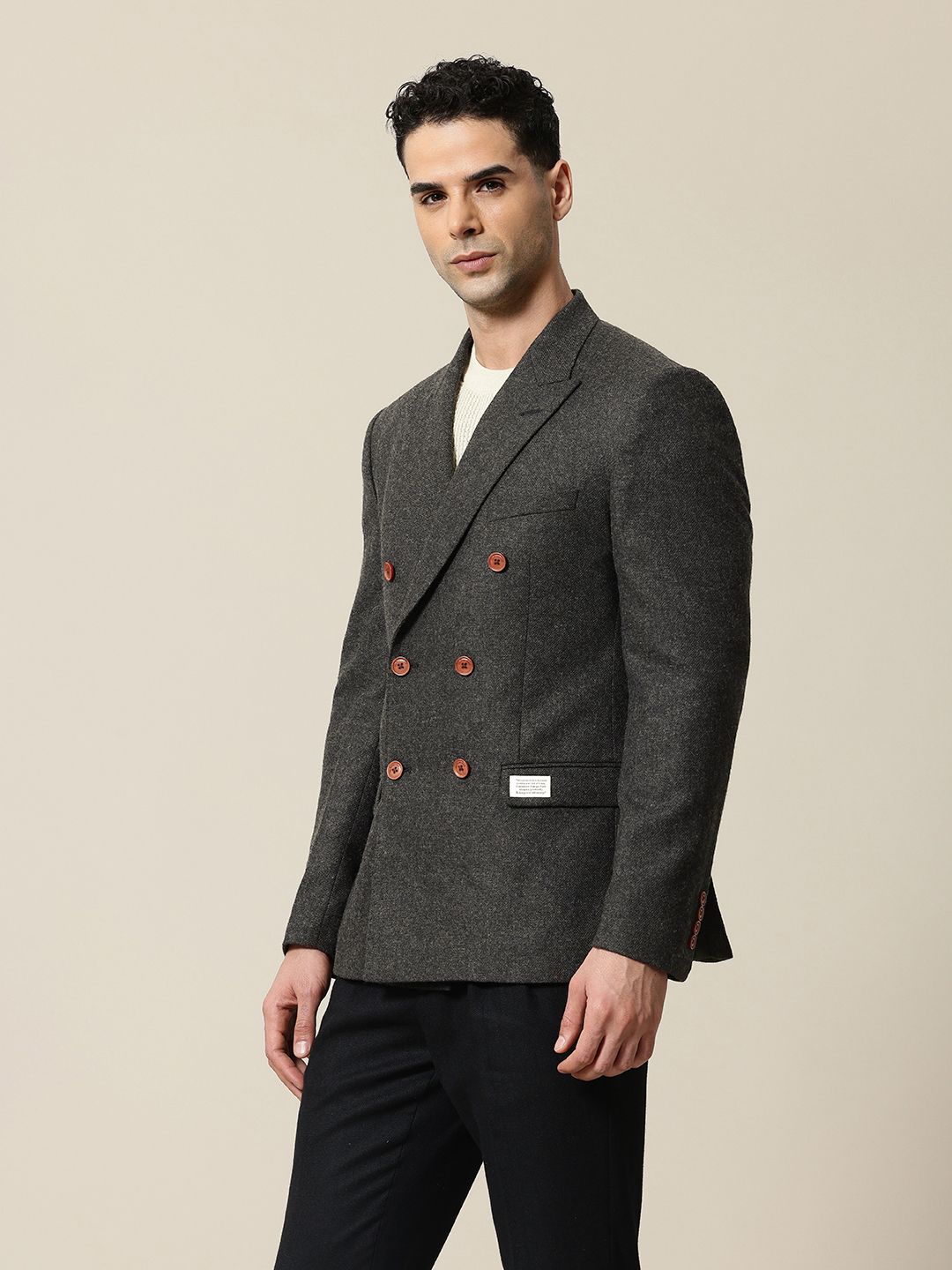 Mr Bowerbird Peaked Lapel Double Breasted Tailored Fit Casual Blazer