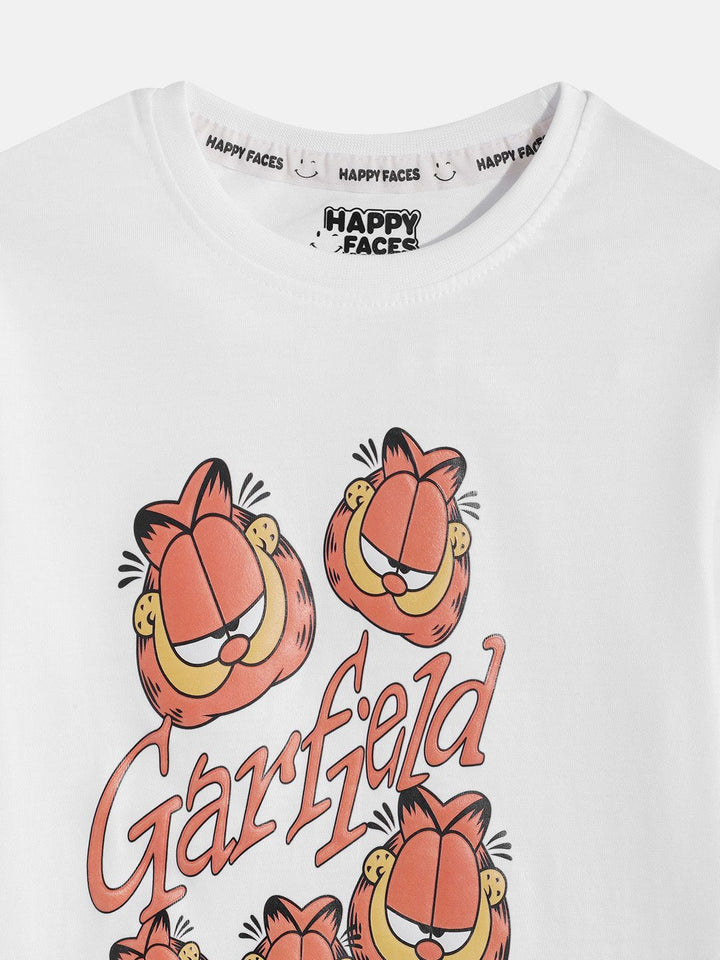 Happy Faces Boys Garfield Printed Pure Cotton T-shirt