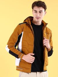 The Indian Garage Co Men Colourblocked Bomber Jacket with Hood