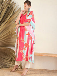 Indo Era Women Floral Printed Gotta Patti Kurta
