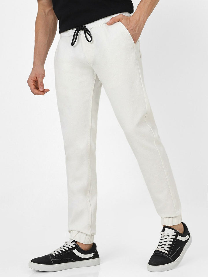 Urbano Fashion Men White Mid-Rise Clean Look Stretchable Jogger Jeans