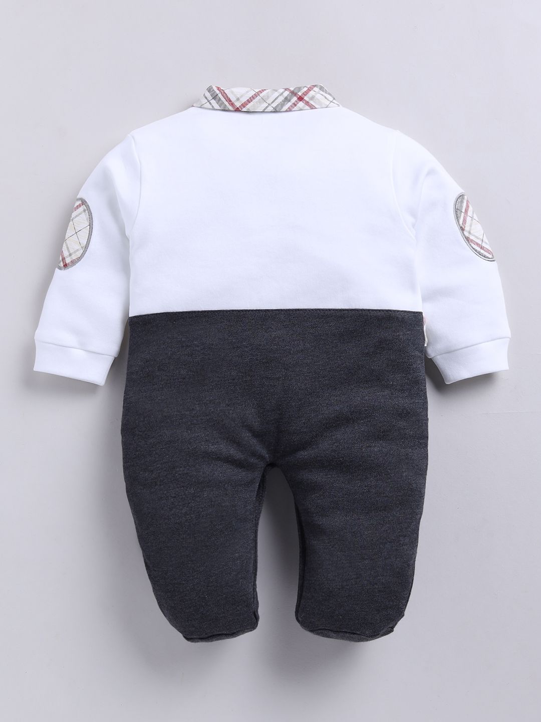 Moms Love Infant Boys Pocket Detail Checked Sleepsuit