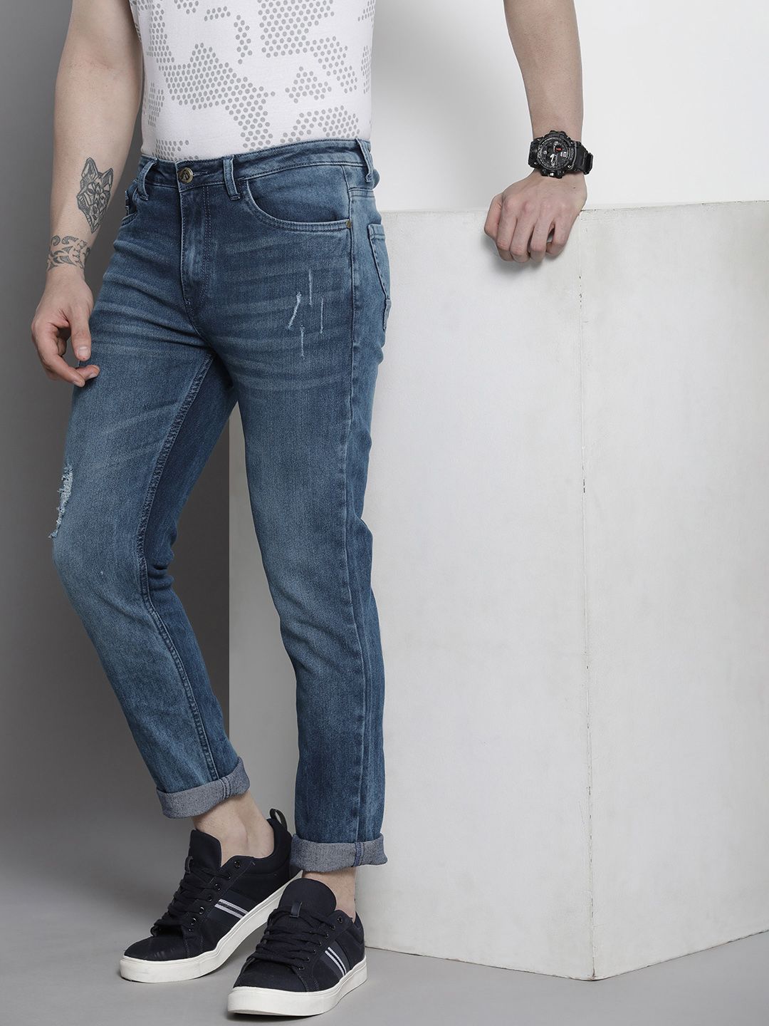 The Indian Garage Co Men Blue Slim Fit Stretchable Jeans