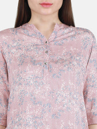 Monte Carlo Floral Printed Mandarin Collar Top