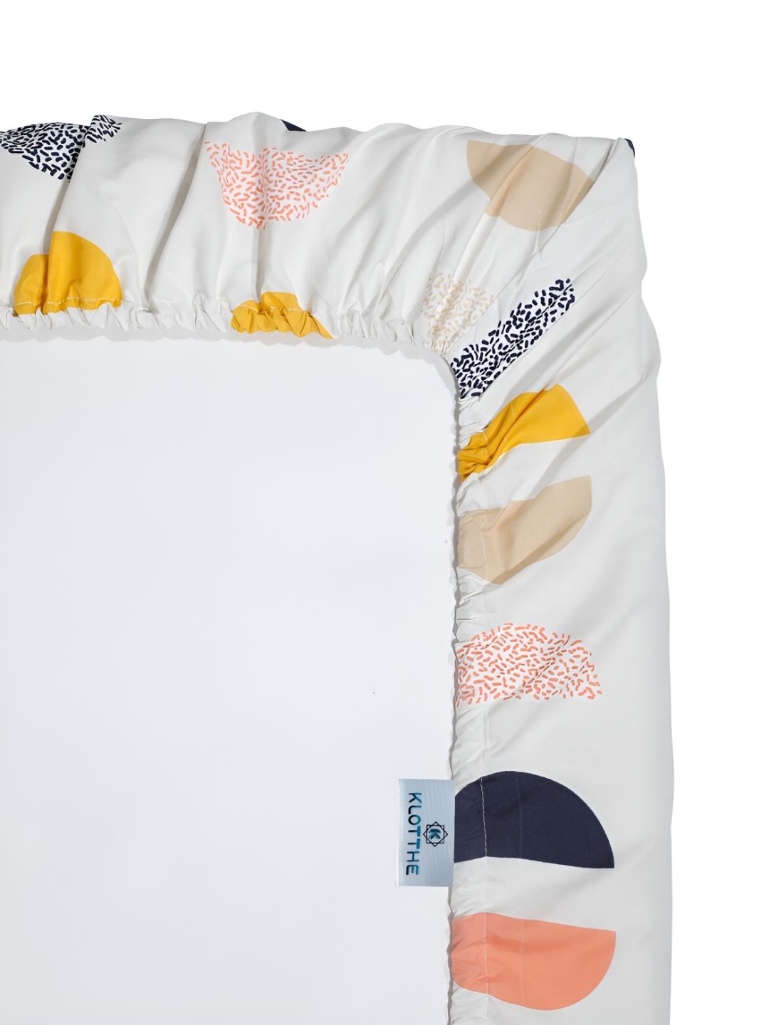 KLOTTHE White & Yellow Geometric Fitted 300TC Double King Cadar 2 Sarung Bantal