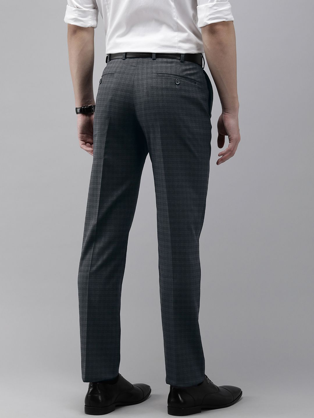 Park Avenue Men Checked Smart Fit Mid-Rise Formal Trousers
