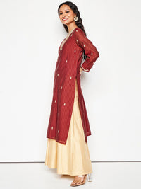 Global Desi V Neck Long Sleeves Yoke Design Rayon A Line Kurta