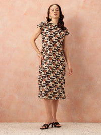 all about you Printed Shift Midi Dress with Slit