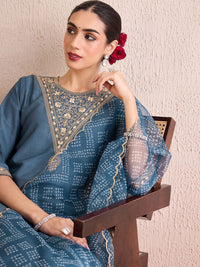 Indo Era Women Bandhani Embroidered Regular Gotta Patti Kurta with Trousers & With Dupatta