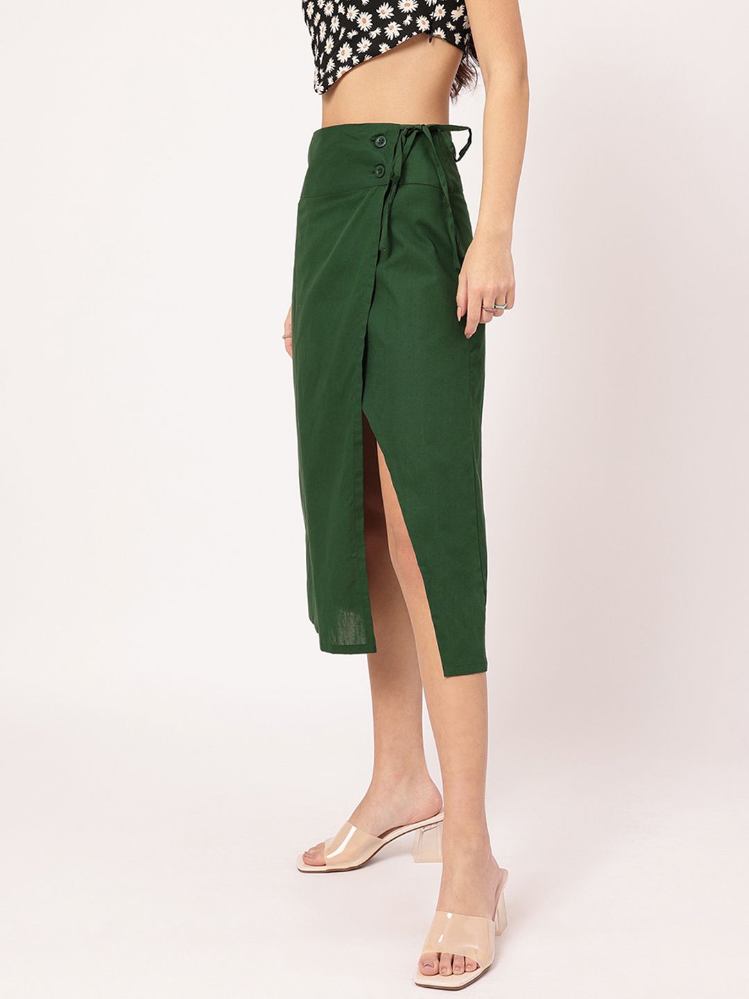 DressBerry Sleek Serenity Wrap Style Midi Skirt
