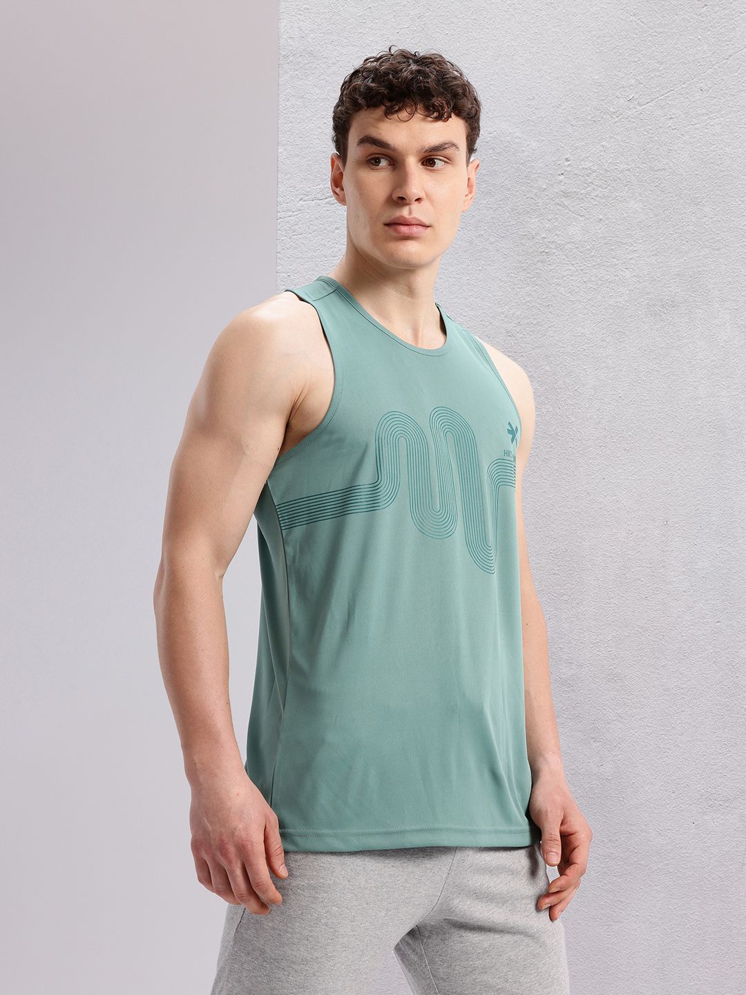 HRX by Hrithik Roshan Geometric Print Rapid-Dry Running Tank T-shirt