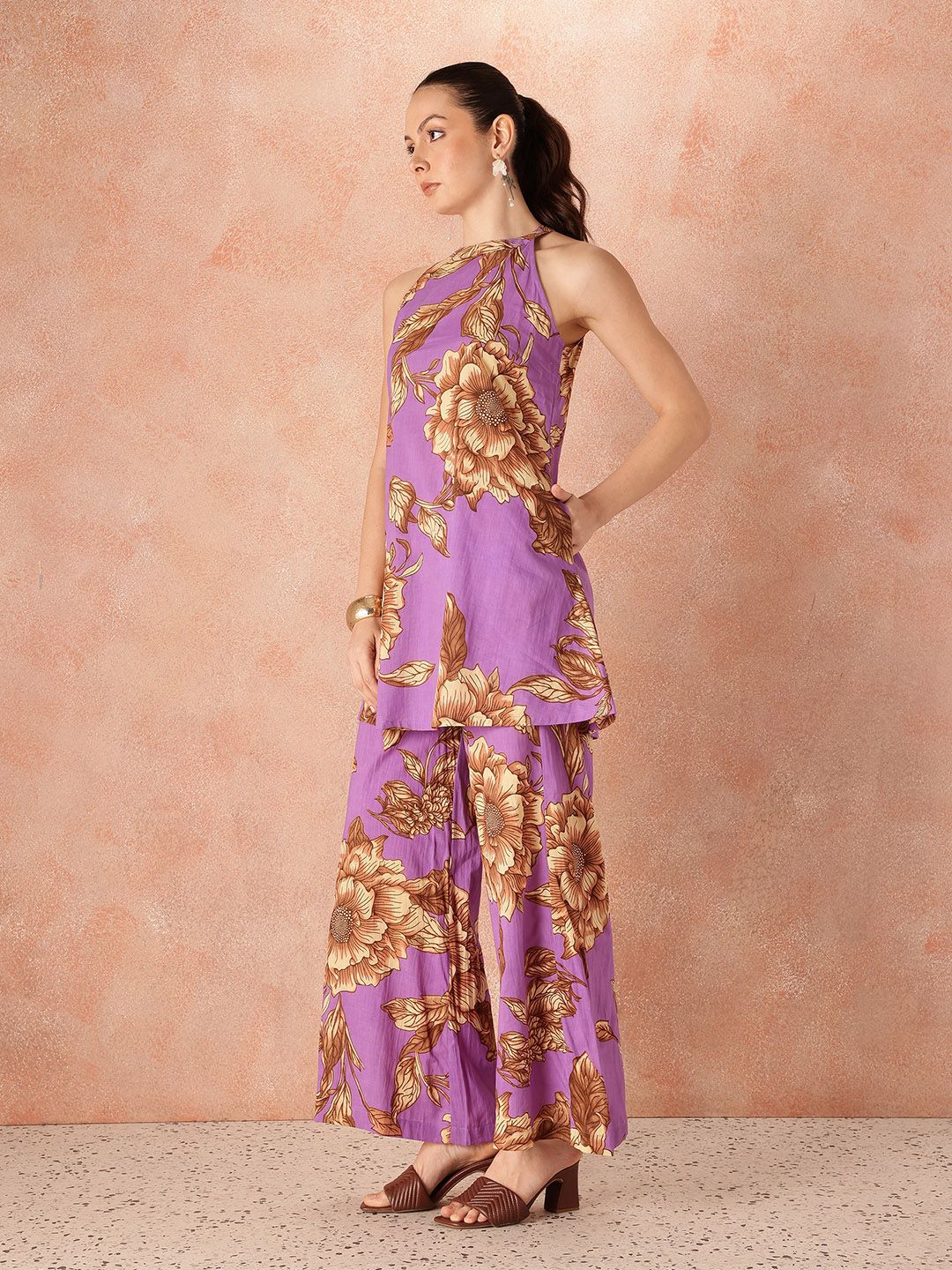 all about you Floral Print Pure Cotton Tunic with Palazzos