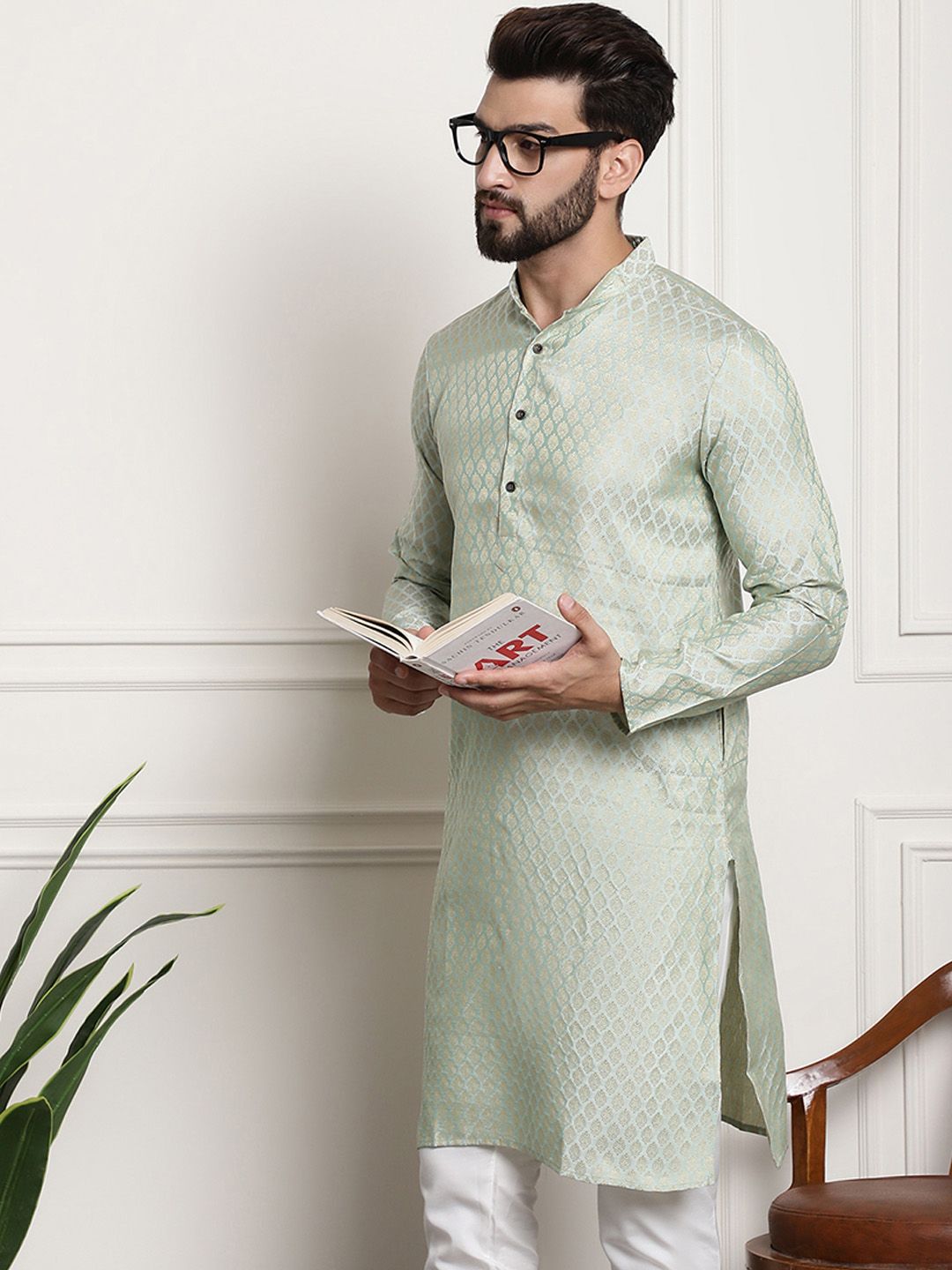 SOJANYA Motif Etnik Tenunan Rekaan Band Kolar Kurta Lurus