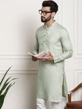 SOJANYA Ethnic Motifs Woven Design Band Collar Straight Kurta