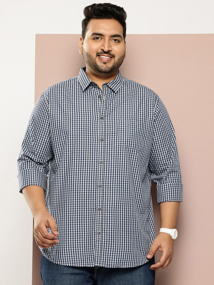 Thomas Scott Men Premium Gingham Checks Casual Shirt