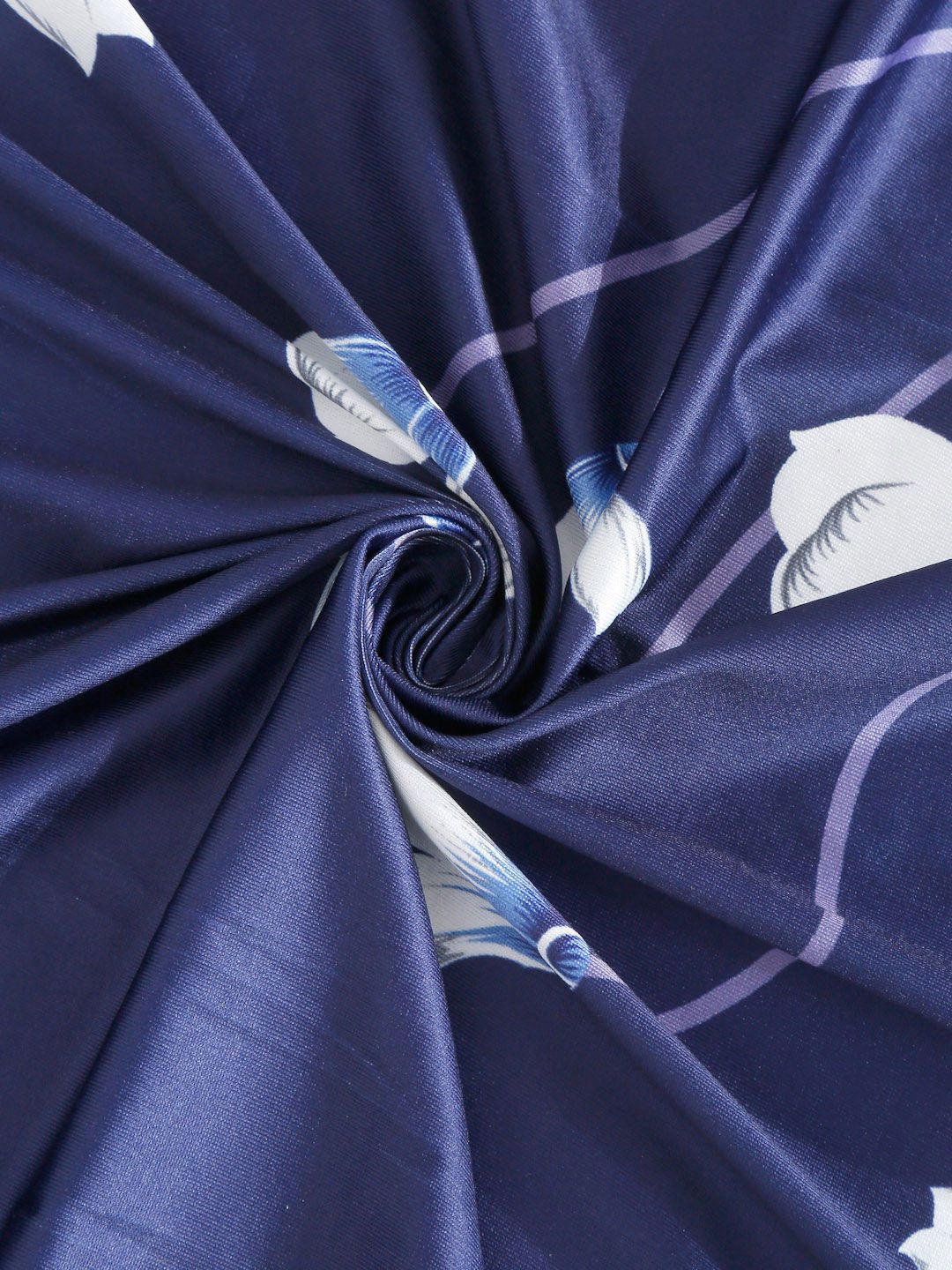 Cortina Navy Blue Floral Printed Single-Seater Sofa Covers