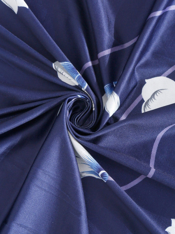 Cortina Navy Blue Floral Printed Single-Seater Sofa Covers