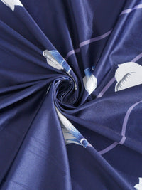 Cortina Navy Blue Floral Printed Single-Seater Sofa Covers