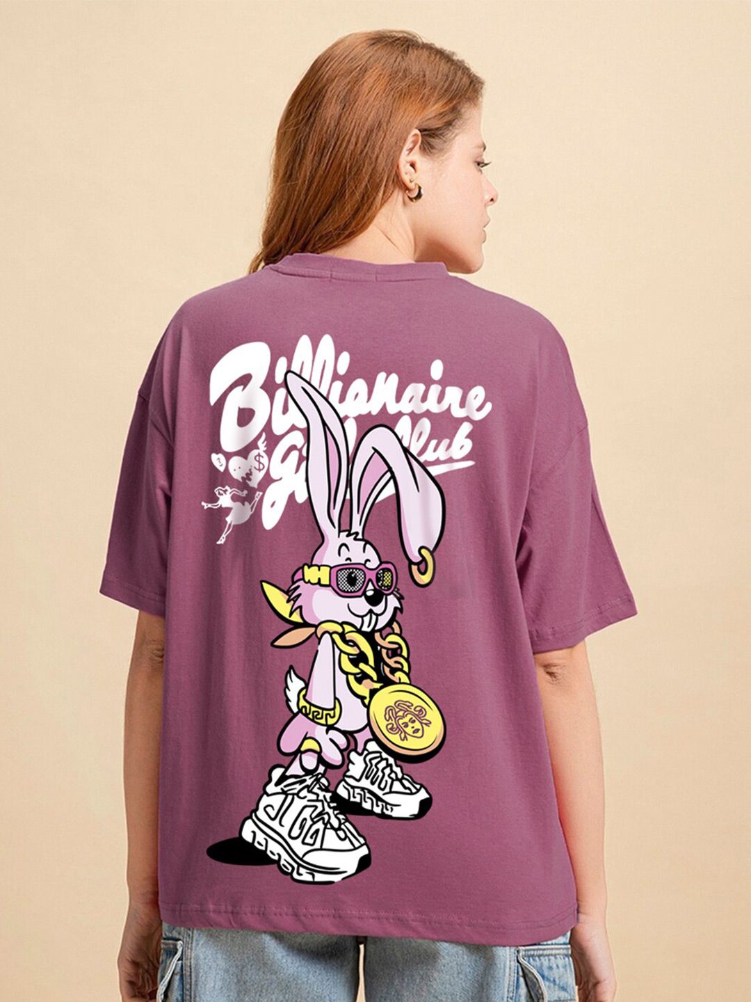 Bewakoof Graphic Printed Drop-Shoulder Sleeves Oversized Pure Cotton T-shirt