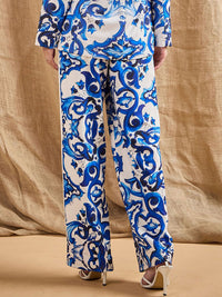 SASSAFRAS Women Ethnic Motifs Printed Relaxed Straight Leg Straight Fit High-Rise Trousers