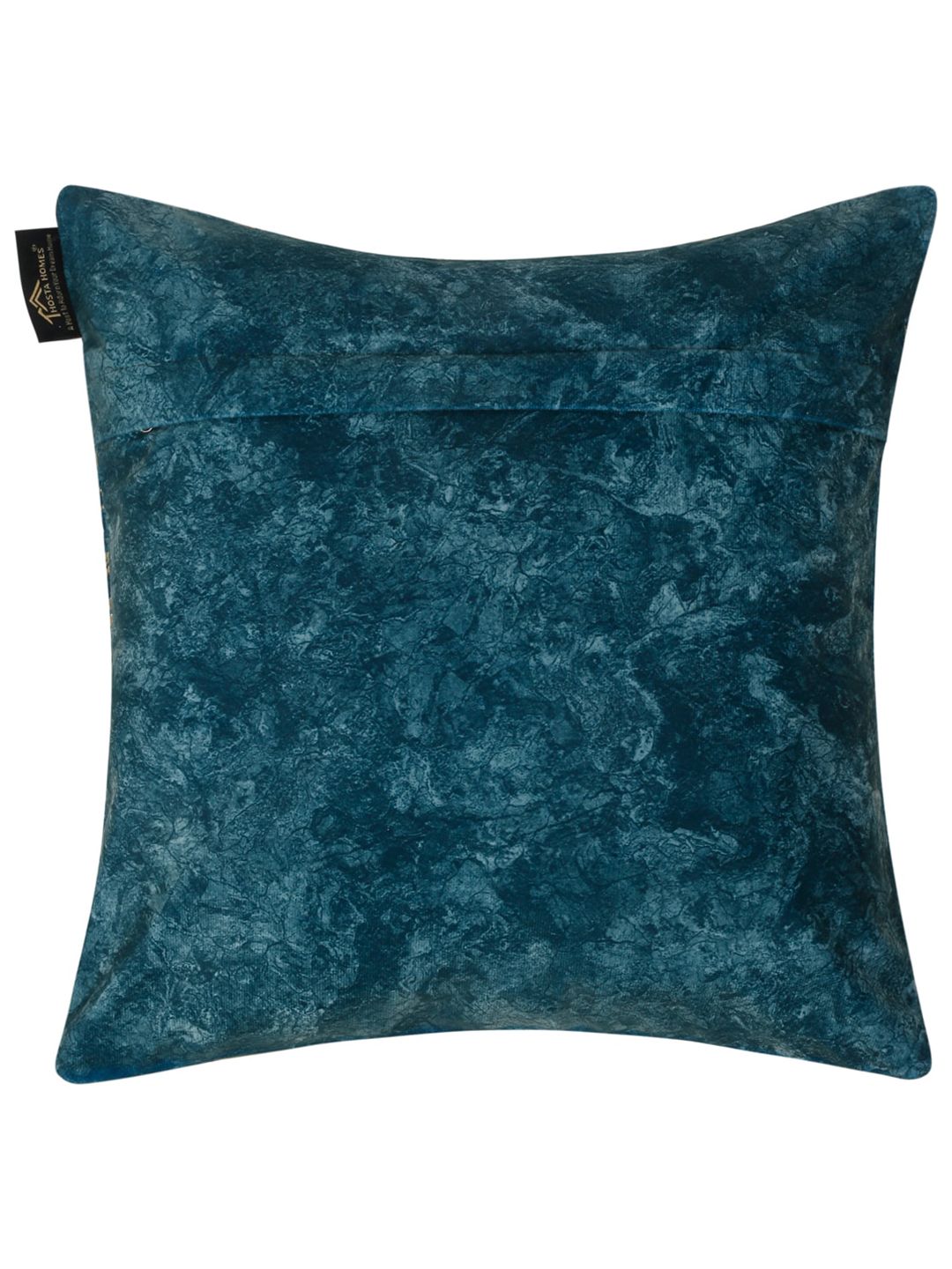 HOSTA HOMES Teal Green & Gold-Toned 5 Pieces Floral Velvet Square Cushion Covers