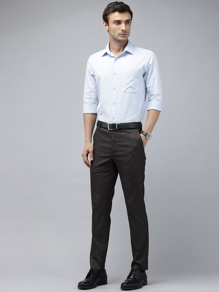 Park Avenue Men Checked Super Slim Fit Formal Trousers