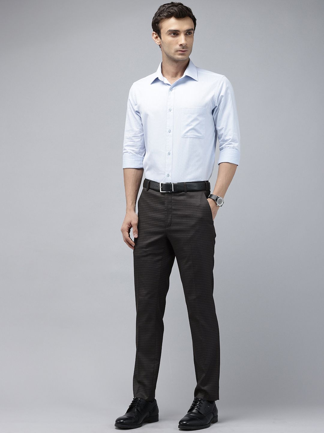 Park Avenue Men Checked Super Slim Fit Formal Trousers
