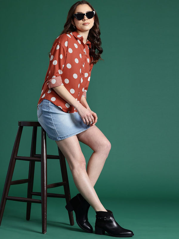 DressBerry Women Polka Dot Print Casual Shirt