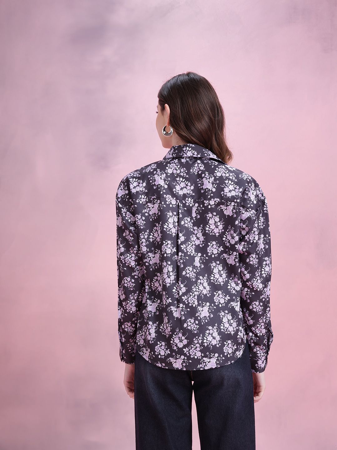 DressBerry Floral Print Spread Collar Casual Shirt