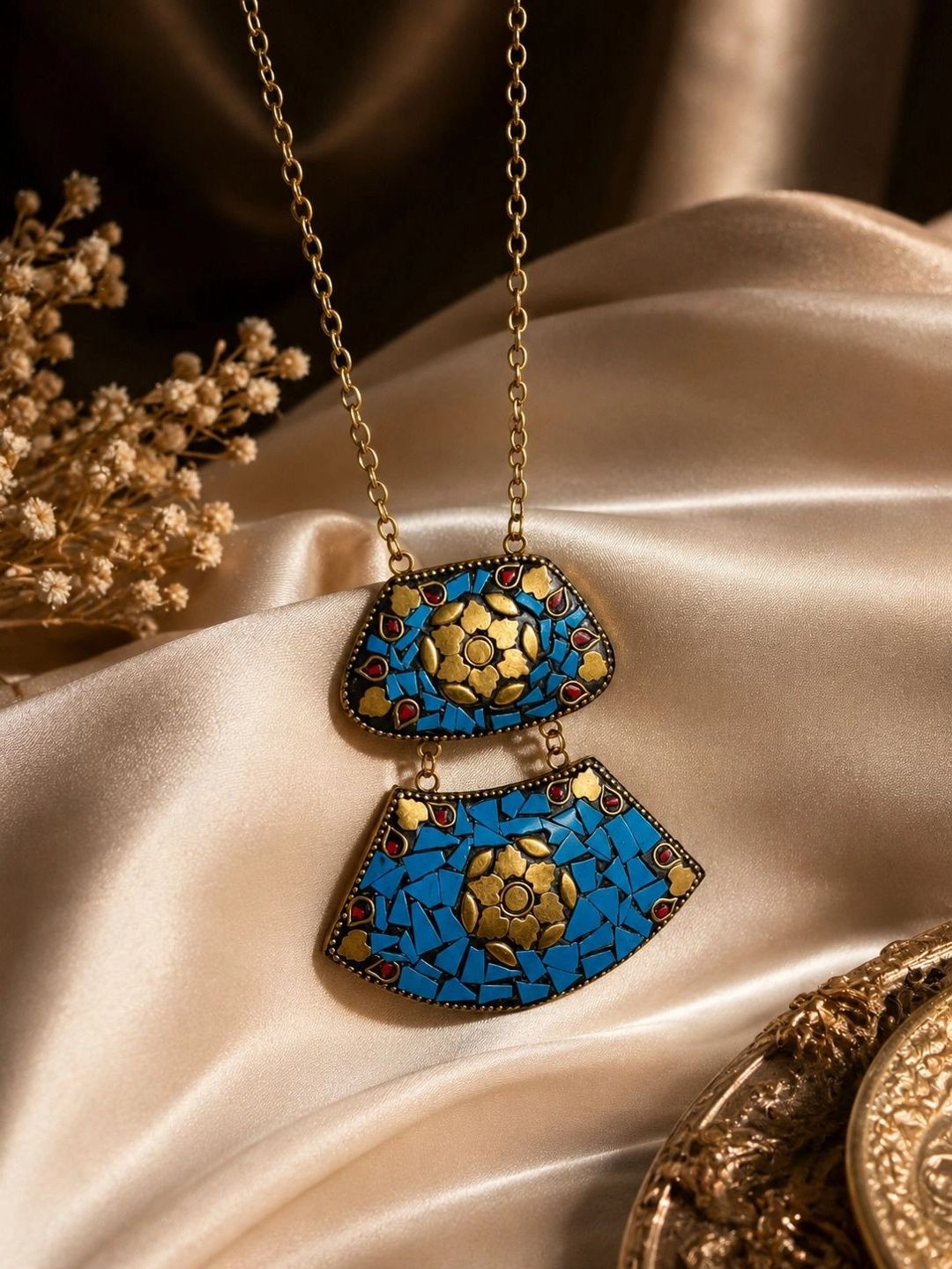 PANASH Lelaki Brass Rose Gold Plated Bohemian Kalung
