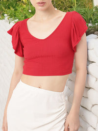 DressBerry Cherry Red Ruffle Play Top