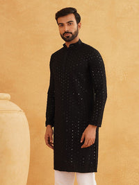 SOJANYA Geometric Embroidered Sequinned Pure Cotton Kurta